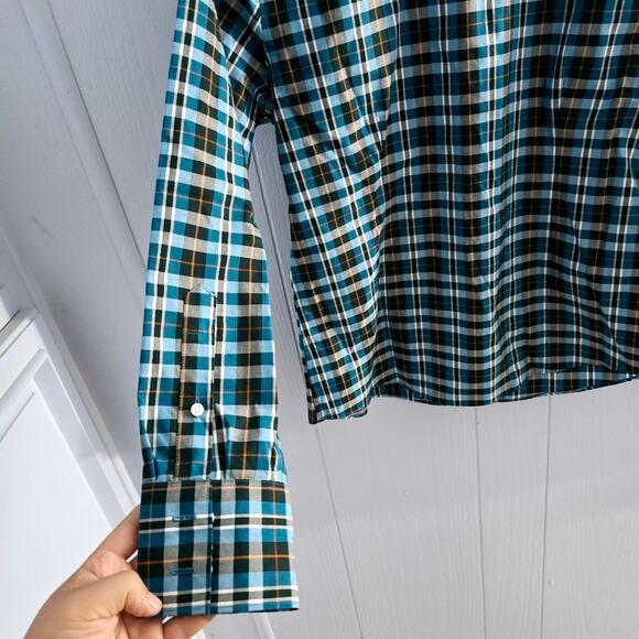 Lands' End Plaid Button Down Supima Cotton Shirt size 10 Petite Western - Picture 8 of 9